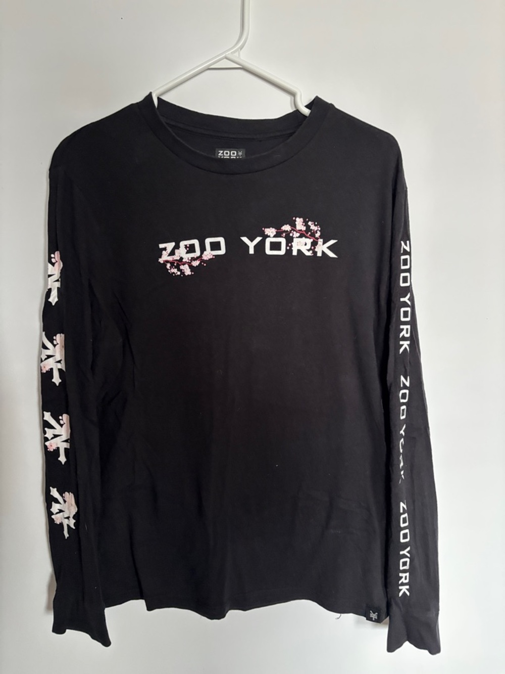 Zoo York Black Long-Sleeve Tee with Pink Floral Logo